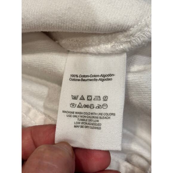 Free people white jean jacket 100% cotton women’s large - Picture 9 of 10